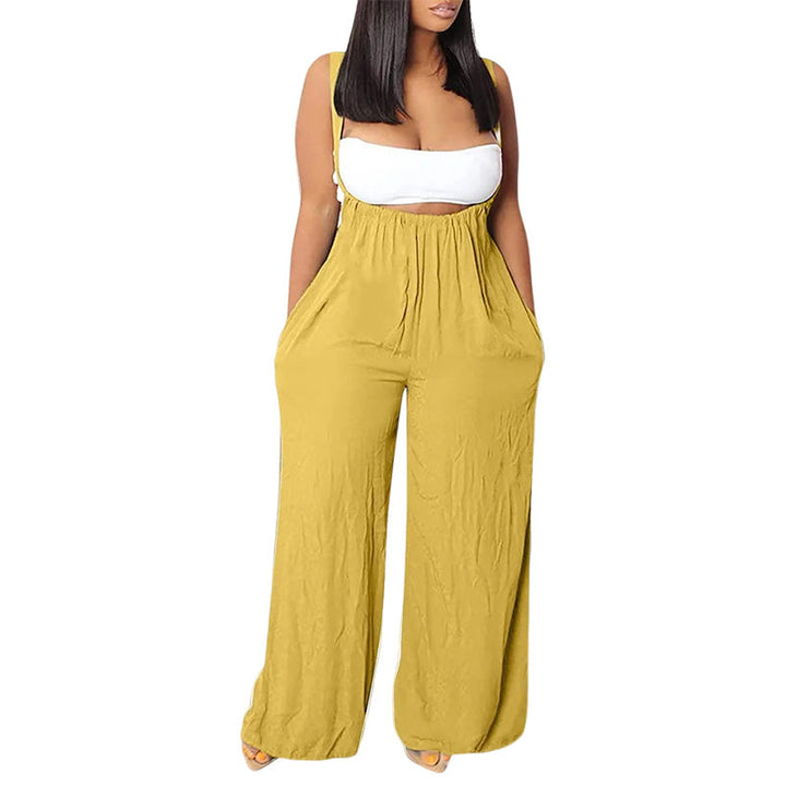 Damer Mjuk Enfärgad Jumpsuit Löst Sittande Byxor
