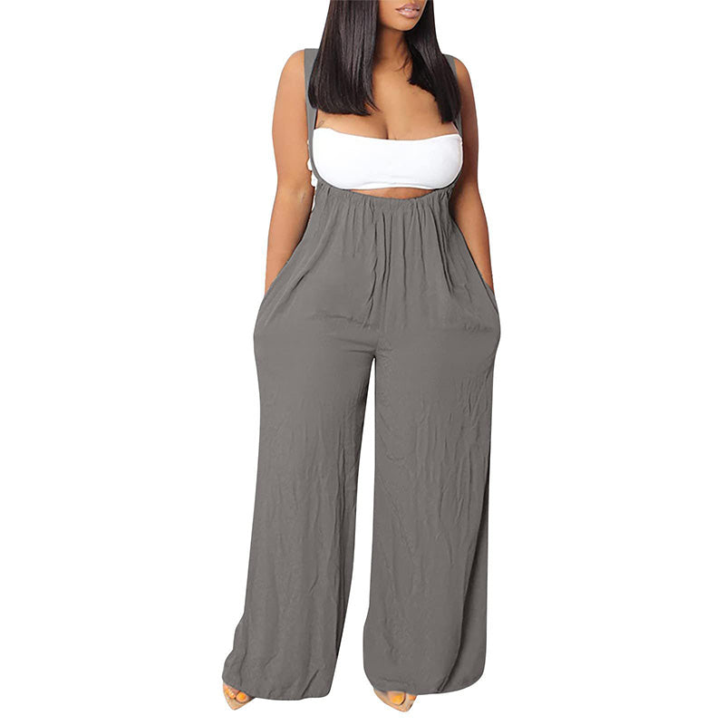 Damer Mjuk Enfärgad Jumpsuit Löst Sittande Byxor
