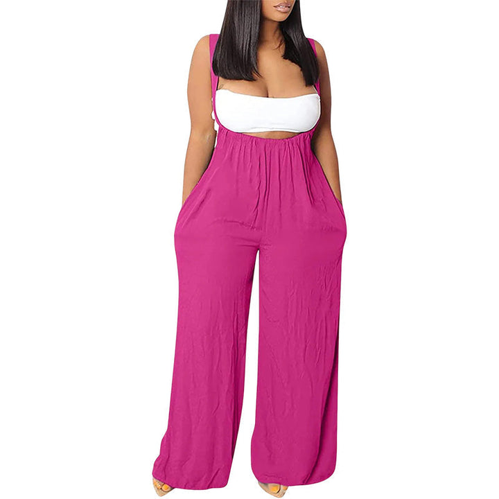 Damer Mjuk Enfärgad Jumpsuit Löst Sittande Byxor