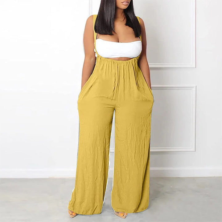 Damer Mjuk Enfärgad Jumpsuit Löst Sittande Byxor