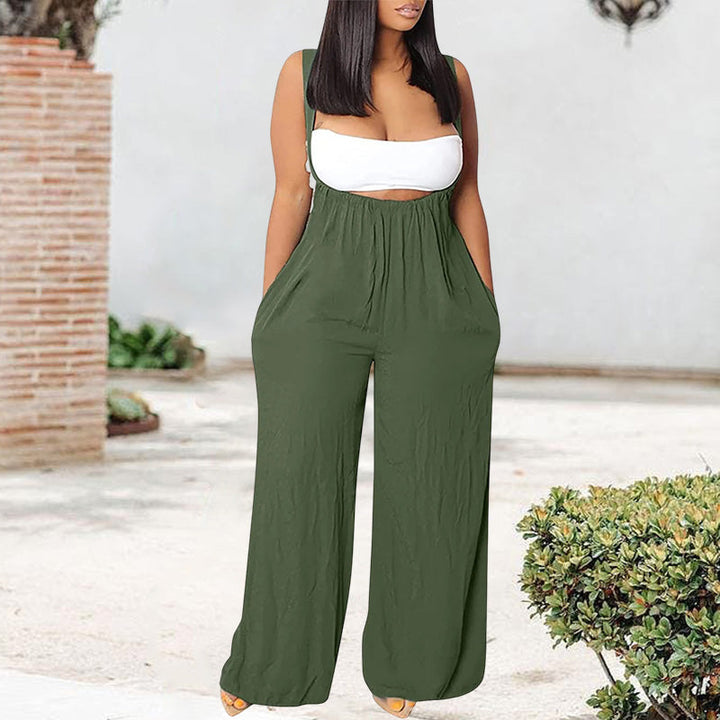 Damer Mjuk Enfärgad Jumpsuit Löst Sittande Byxor