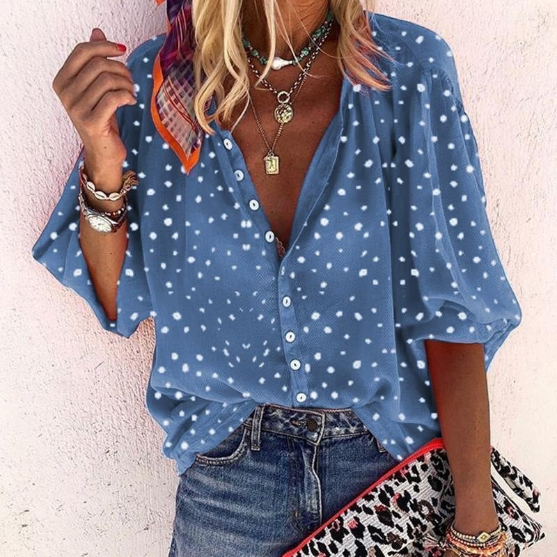 Dams Blus i Polka Dot med Lös Passform