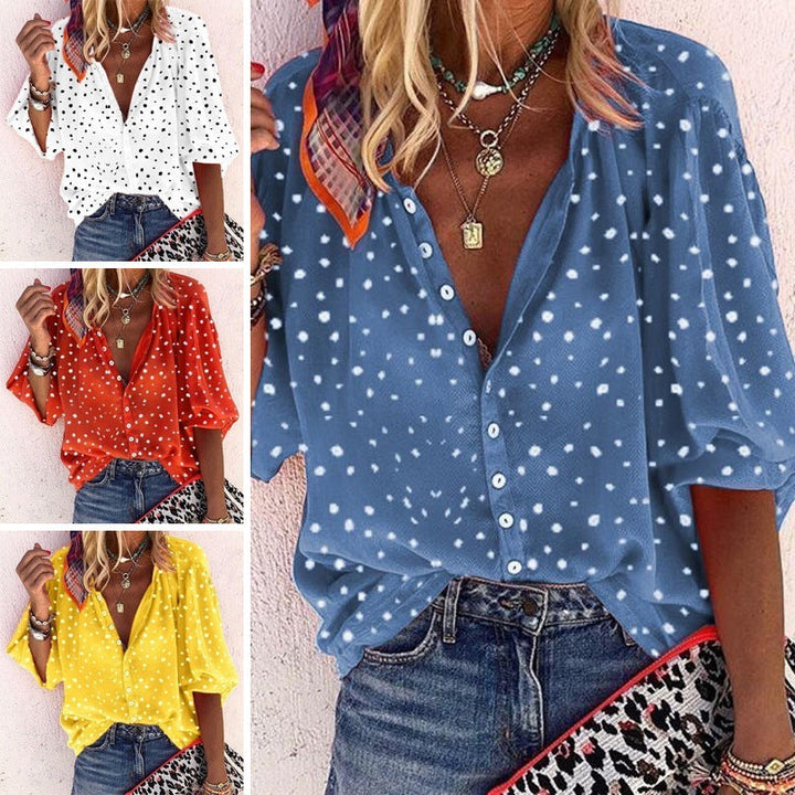 Dams Blus i Polka Dot med Lös Passform