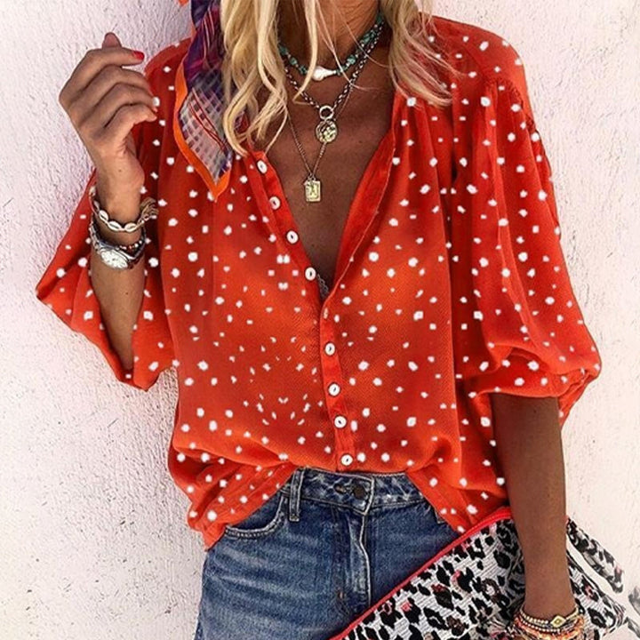 Dams Blus i Polka Dot med Lös Passform