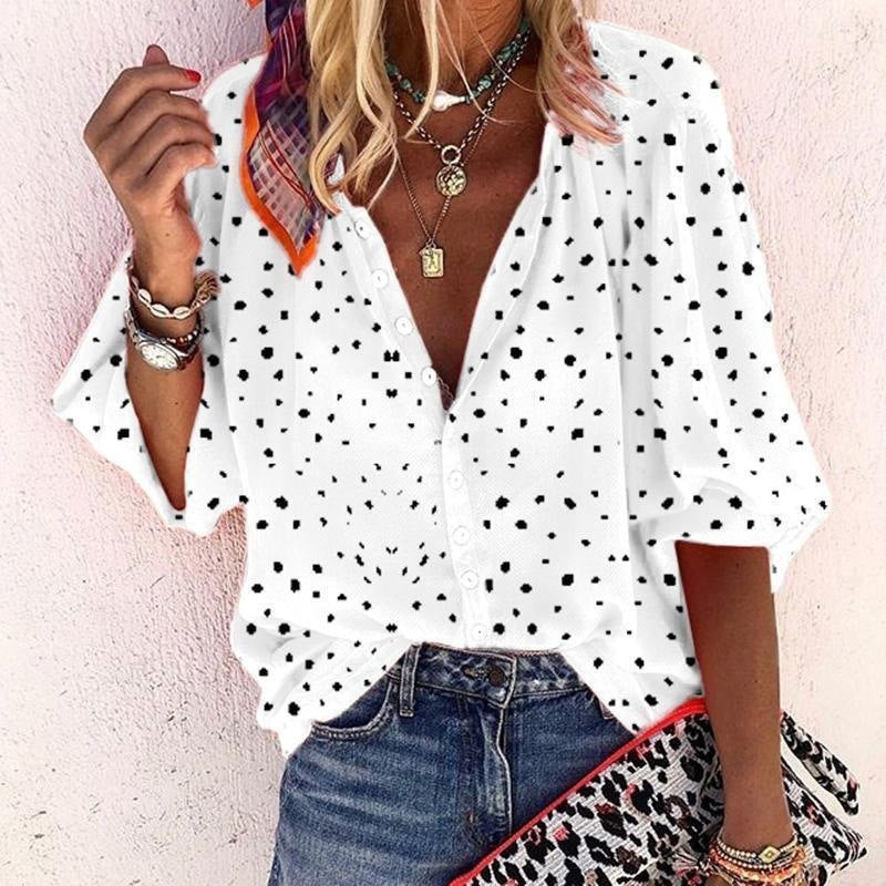 Dams Blus i Polka Dot med Lös Passform