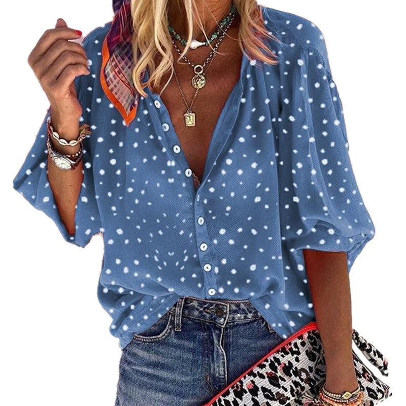 Dams Blus i Polka Dot med Lös Passform