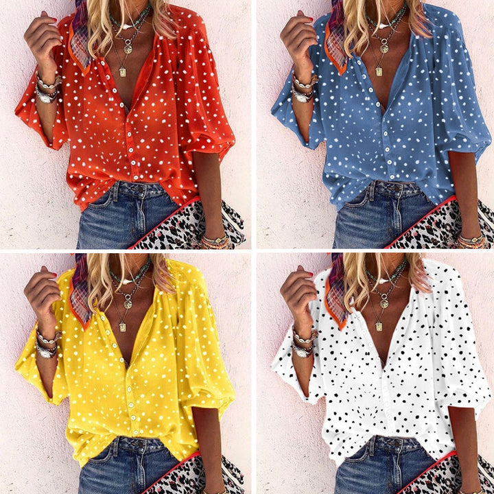Dams Blus i Polka Dot med Lös Passform
