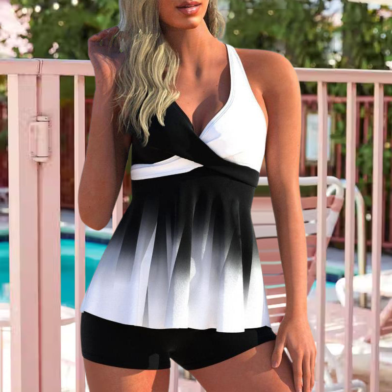 Damtankini i färgblock för sommarsemestern