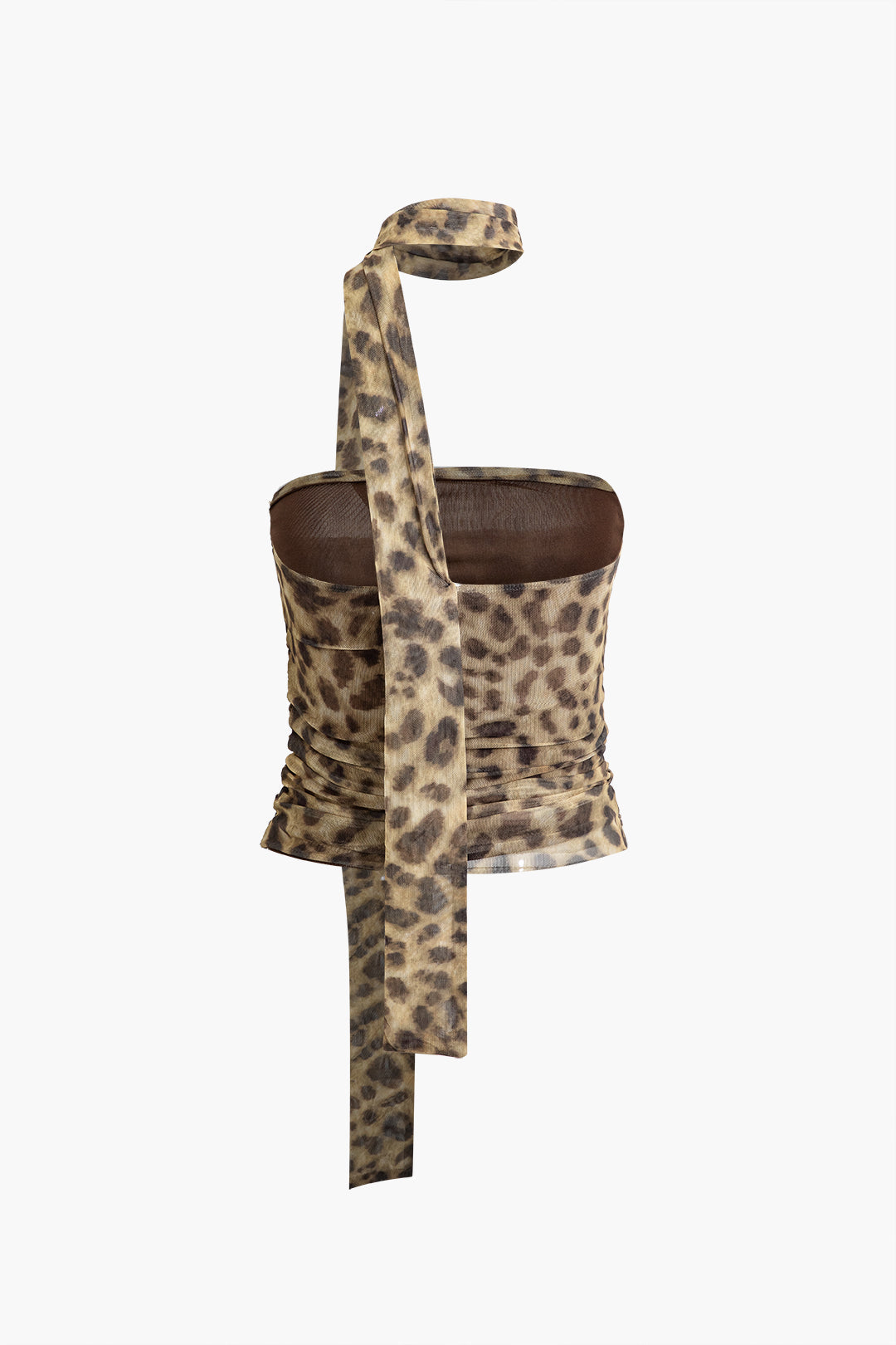 Kvinnors Mesh Haltertopp med Leopardmönster