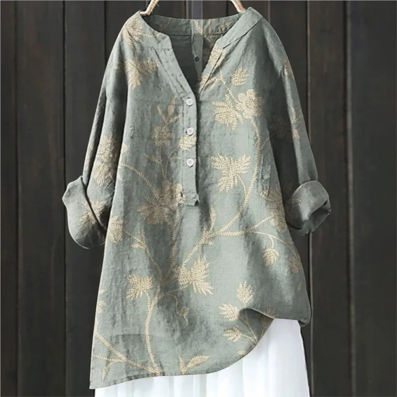 Kvinnors Flödande Blommiga Blus – Mångsidig & Elegant