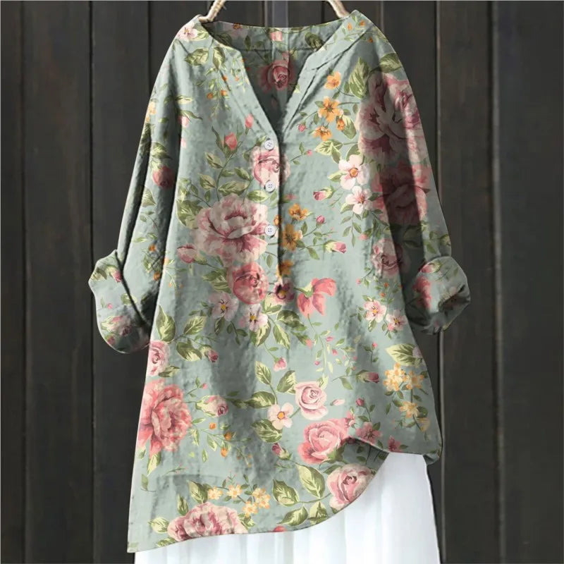 Kvinnors Flödande Blommiga Blus – Mångsidig & Elegant