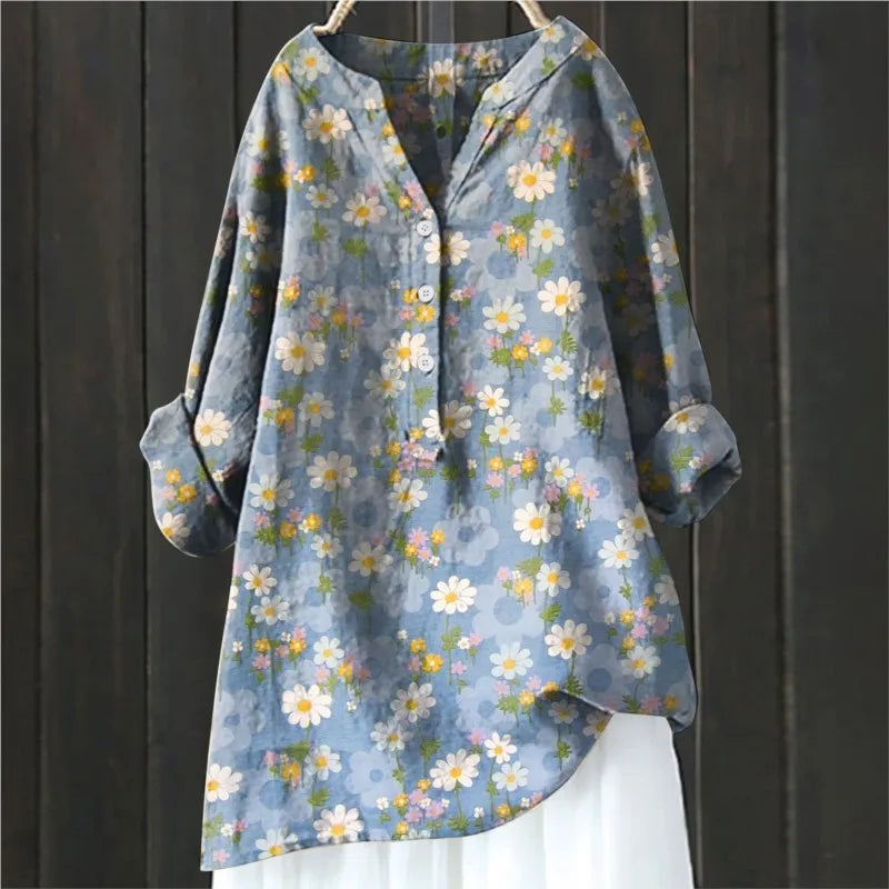 Kvinnors Flödande Blommiga Blus – Mångsidig & Elegant