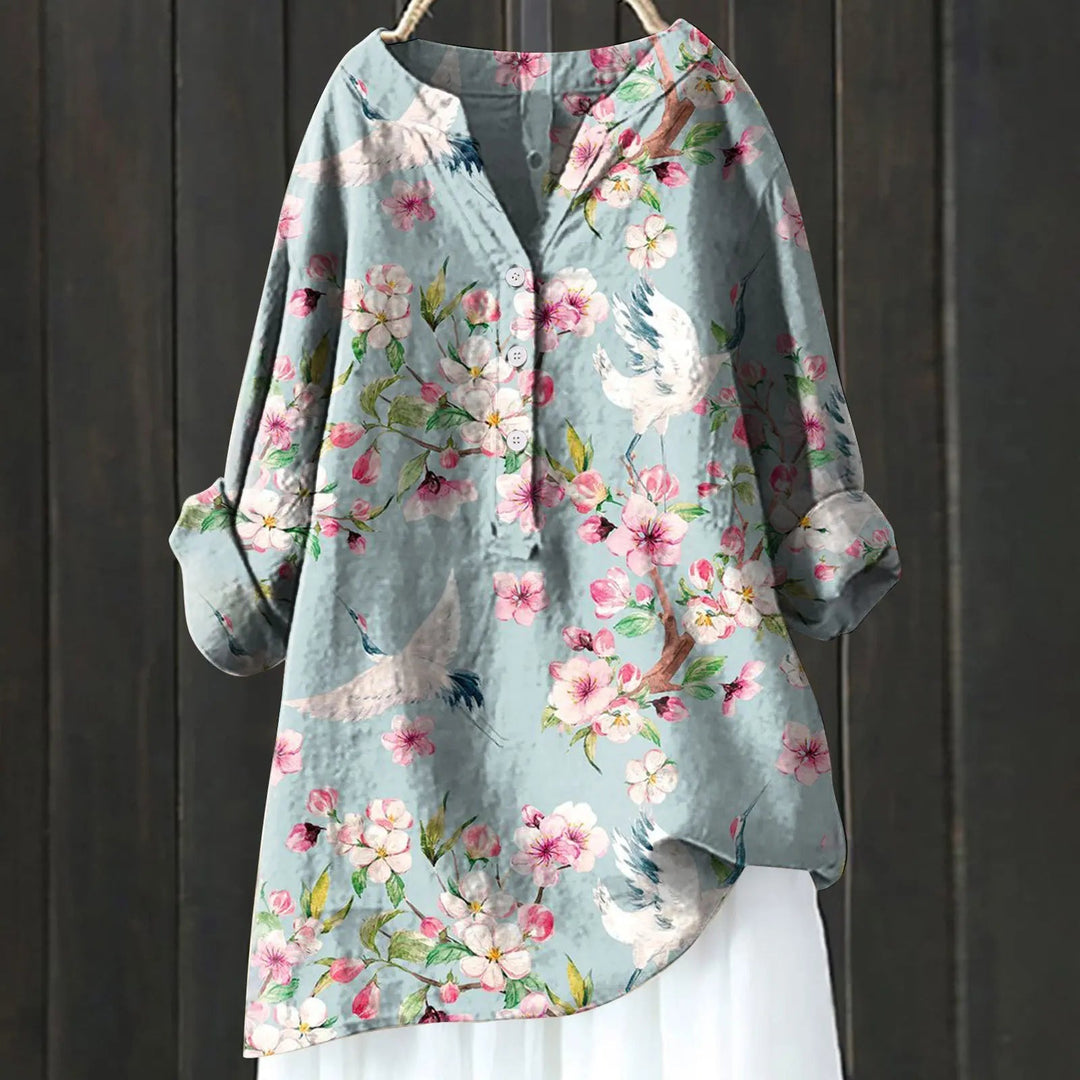 Kvinnors Flödande Blommiga Blus – Mångsidig & Elegant