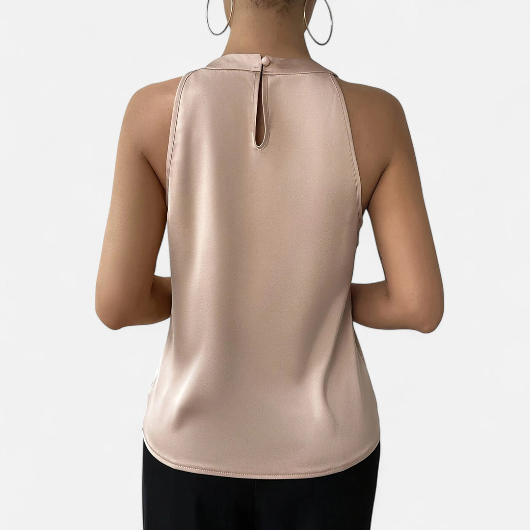 Dam Plisserad Front Draperad Topp