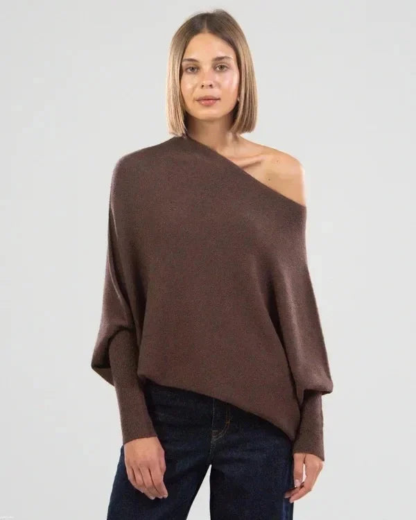 Dam Asymmetrisk Draperad Tröja