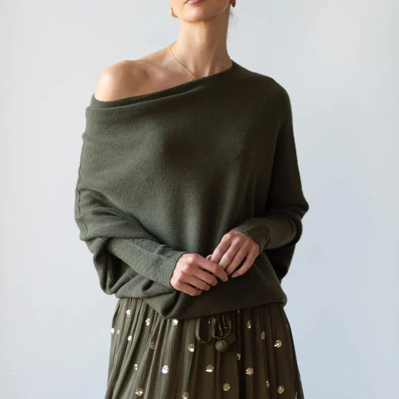 Dam Asymmetrisk Draperad Tröja