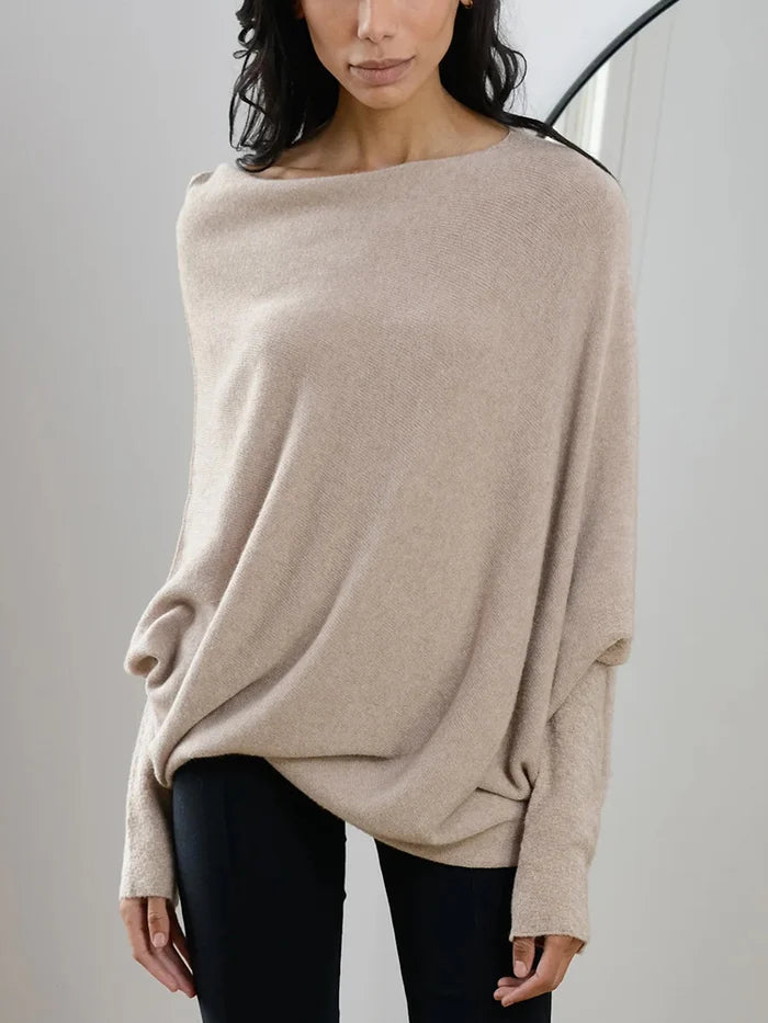 Dam Asymmetrisk Draperad Tröja