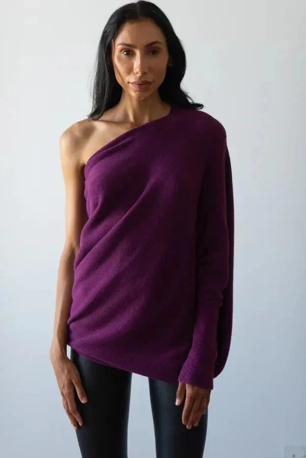 Dam Asymmetrisk Draperad Tröja