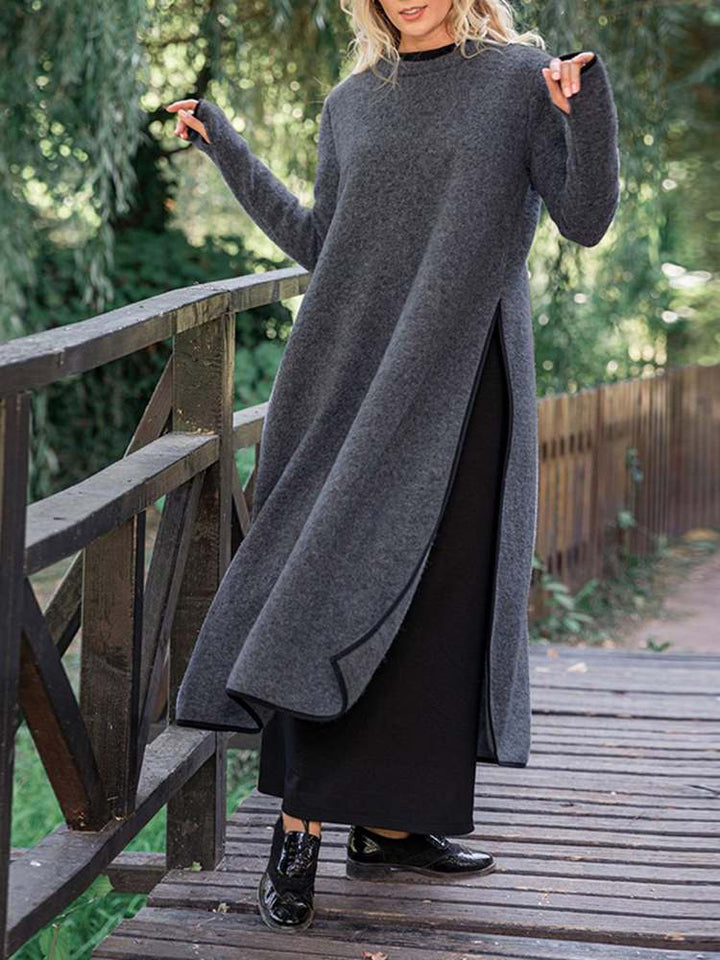 Elegant Lång Midiklänning för Kvinnor med Delad Detalj