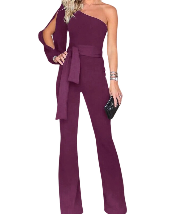 Kvinnors Elegant Jumpsuit med Rosettbälte för Fest