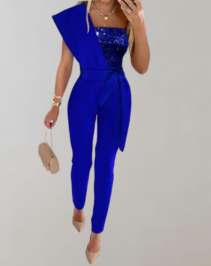 Kvinnors Elegant Jumpsuit med Rosettbälte för Fest