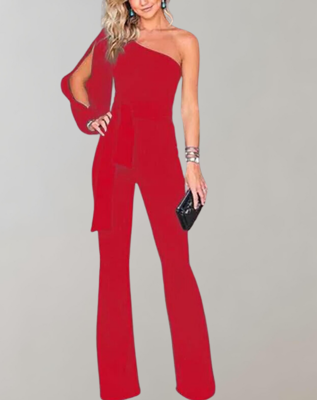 Kvinnors Elegant Jumpsuit med Rosettbälte för Fest
