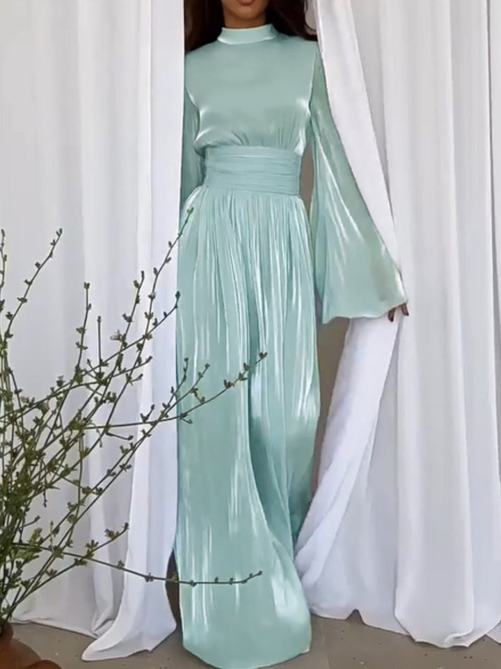 Kvinnors Elegant Maxiklänning med Hög Krage