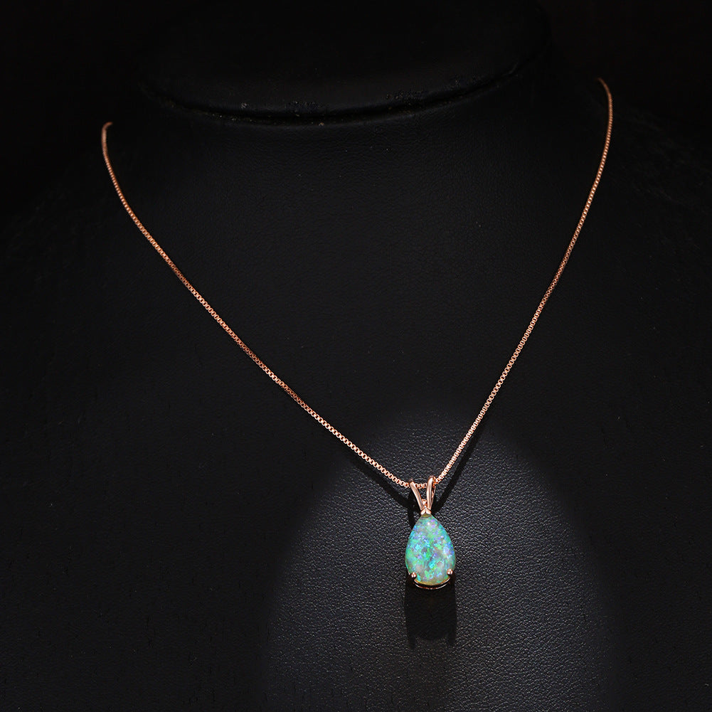 Minimalistisk dropp-opal-halsband - Selina