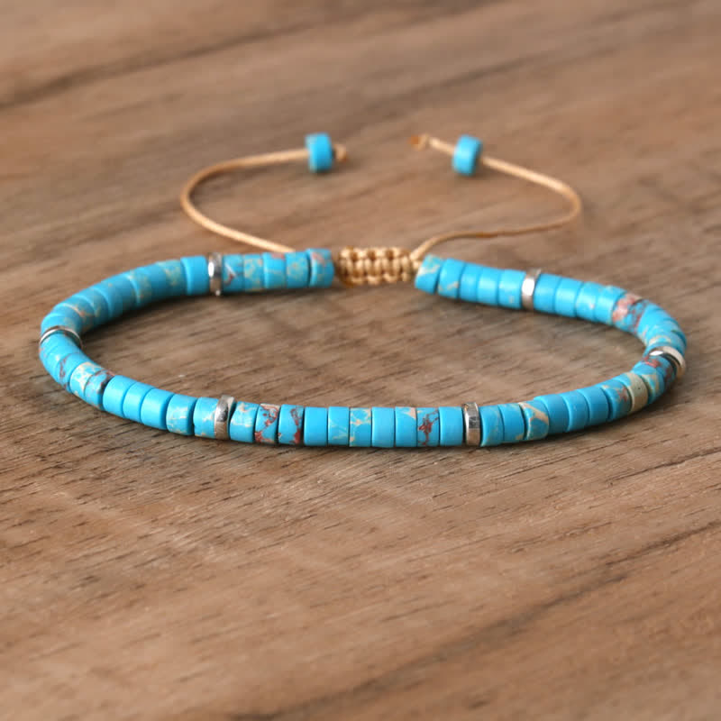 Flätat armband med 2,4 mm natursten-rullar - Seraphina