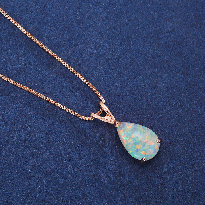Minimalistisk dropp-opal-halsband - Selina