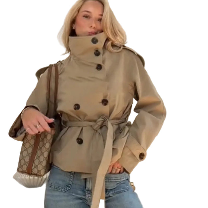 Kvinnors Figursydd Trenchcoat med Praktiska Fickor