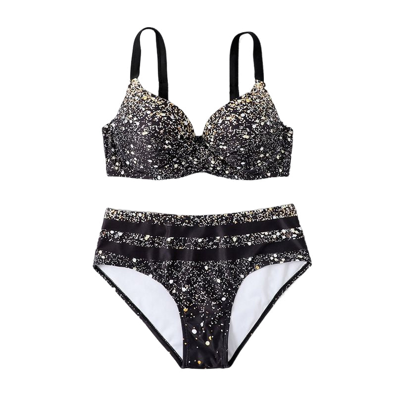 Glittrande Bikini för Damer med Hög Midja