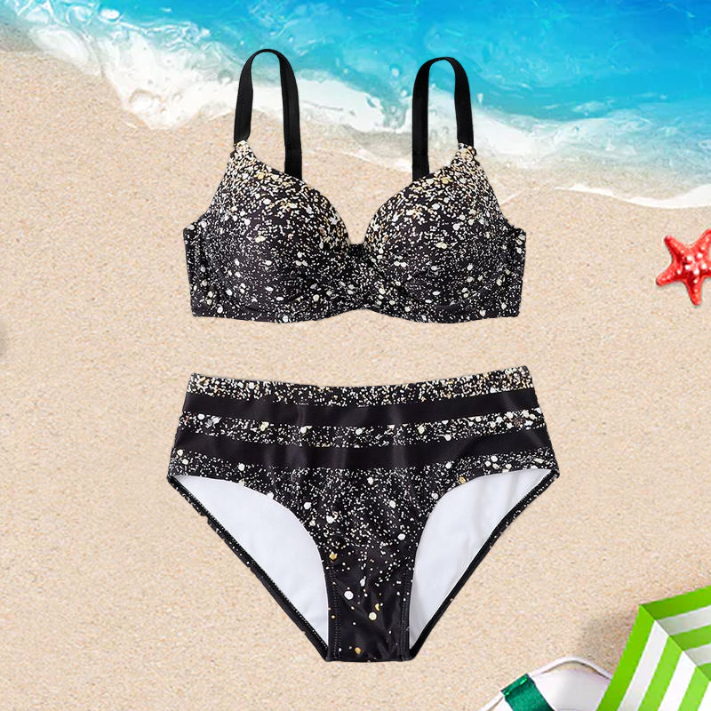 Glittrande Bikini för Damer med Hög Midja