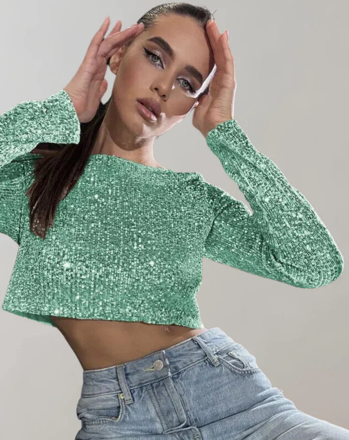 Glittrande Crop Top för Kvinnor