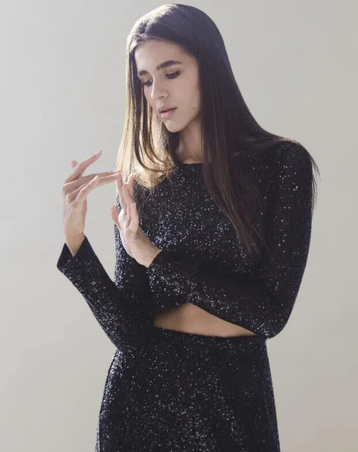 Glittrande Crop Top för Kvinnor