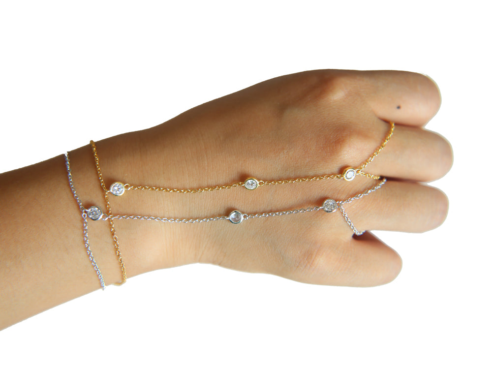 Kedjesmycke | Fingerring Palm Crystal Armband