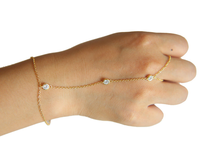 Kedjesmycke | Fingerring Palm Crystal Armband