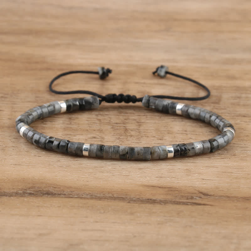 Flätat armband med 2,4 mm natursten-rullar - Seraphina