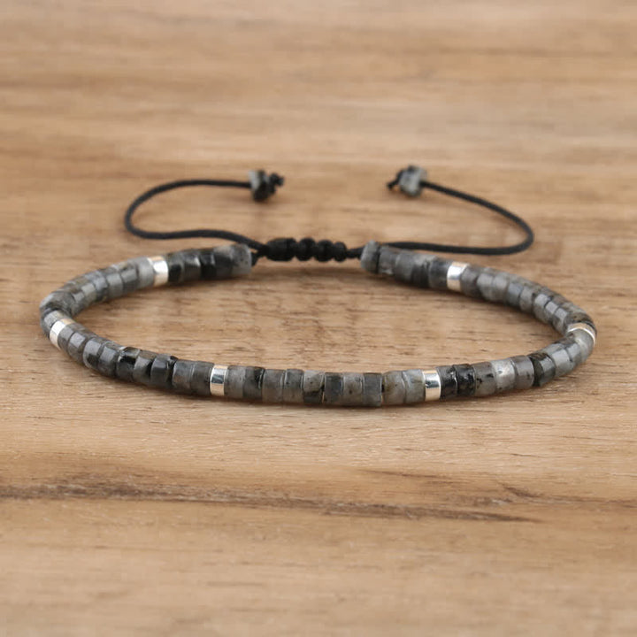 Flätat armband med 2,4 mm natursten-rullar - Seraphina