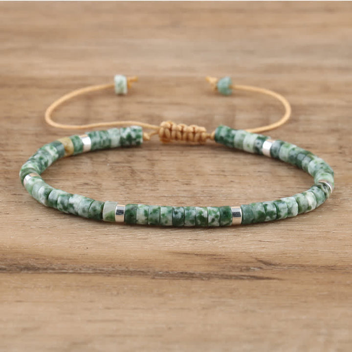 Flätat armband med 2,4 mm natursten-rullar - Seraphina