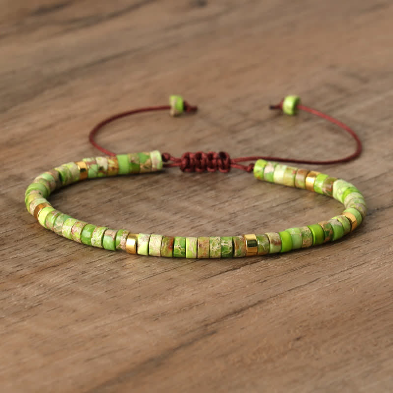 Flätat armband med 2,4 mm natursten-rullar - Seraphina