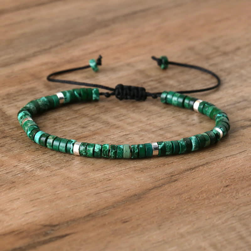 Flätat armband med 2,4 mm natursten-rullar - Seraphina