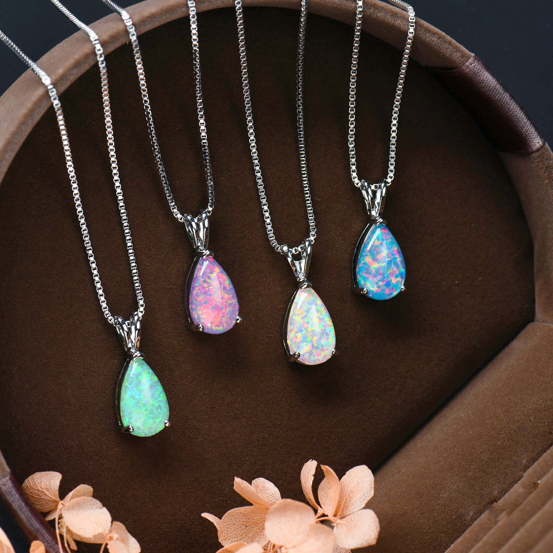 Minimalistisk dropp-opal-halsband - Selina