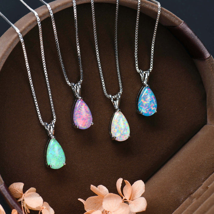 Minimalistisk dropp-opal-halsband - Selina