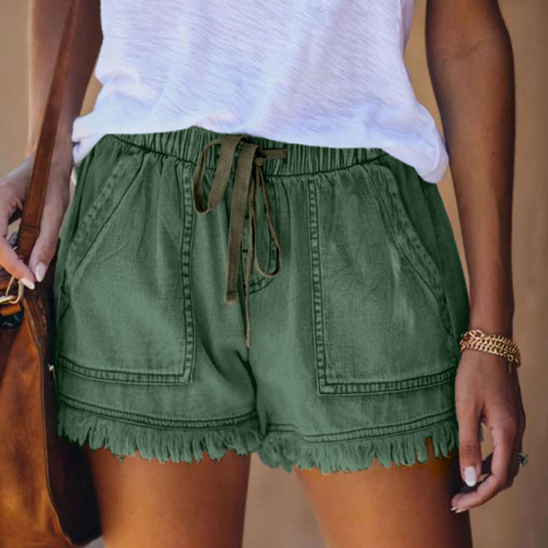 Herr Denimshorts med Hög Midja och Dragsko
