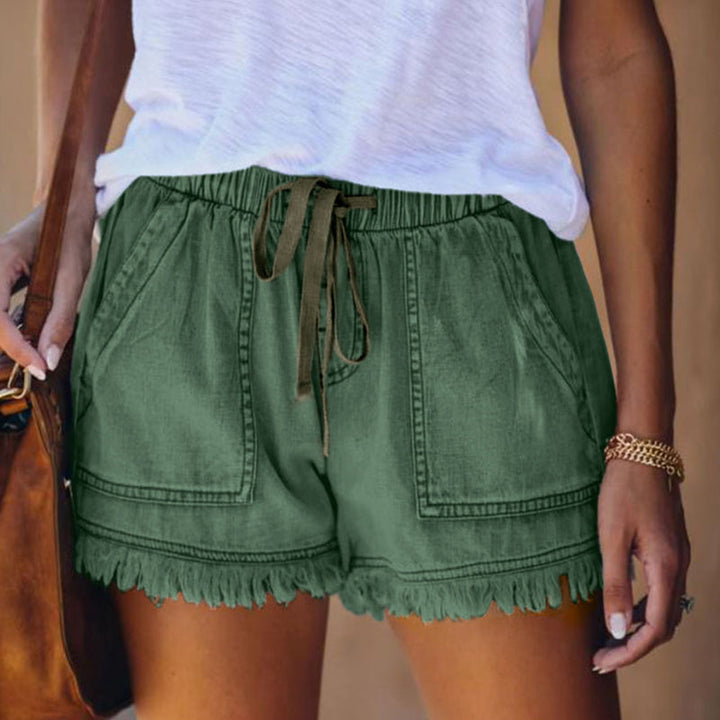 Herr Denimshorts med Hög Midja och Dragsko