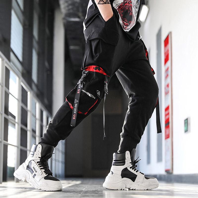 Herr Lösa Hiphop Spårbyxor med Multifickdesign
