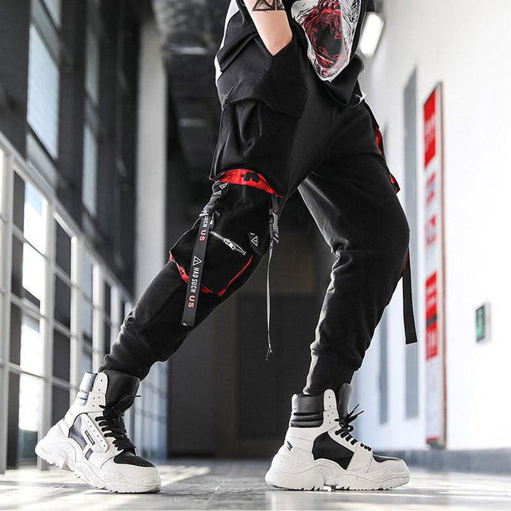 Herr Lösa Hiphop Spårbyxor med Multifickdesign