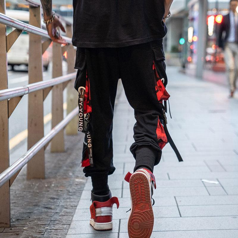 Herr Lösa Hiphop Spårbyxor med Multifickdesign