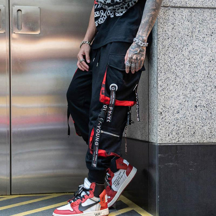 Herr Lösa Hiphop Spårbyxor med Multifickdesign